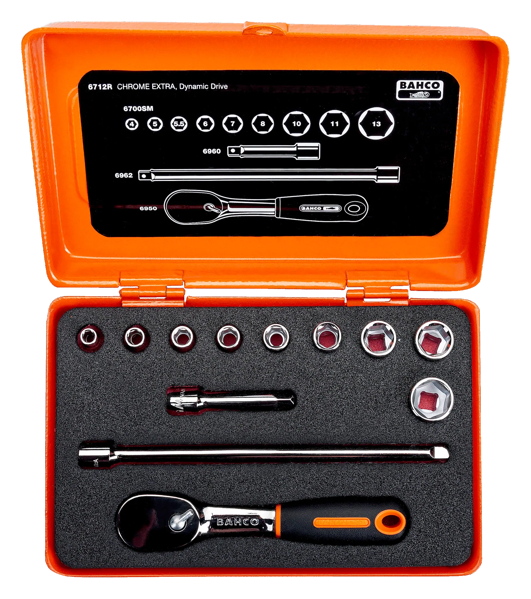 Zestaw narzędzi 1/4” 12 el. w metalowej kasecie 6712R BAHCO