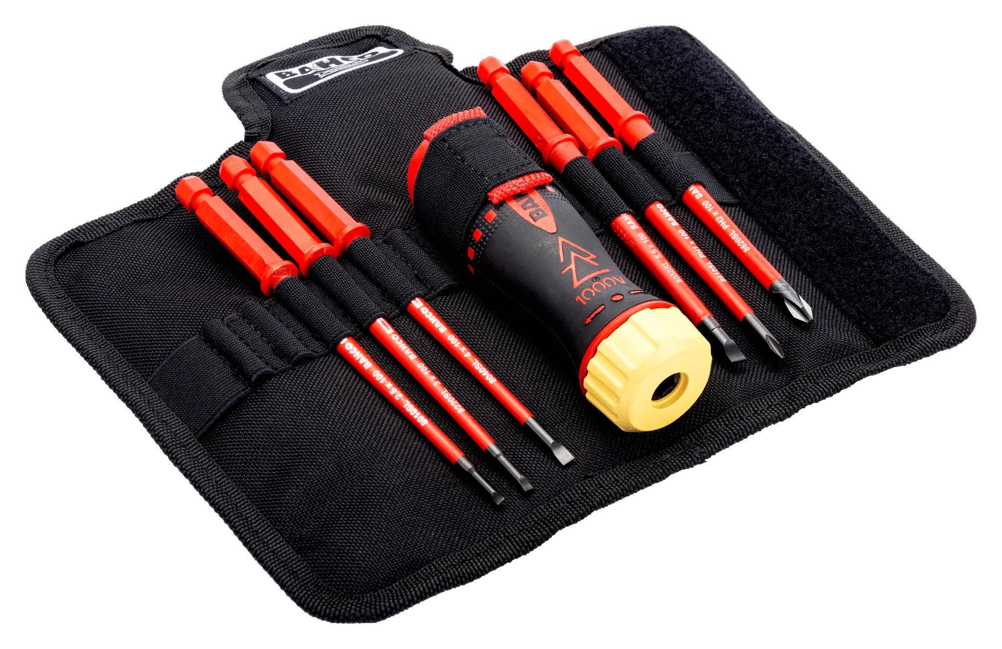 Wkrętak izolowany VDE z grzechotką i 6 wymiennymi grotami 808061 BAHCO