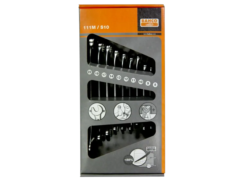 Zestaw 10 szt. kluczy płasko-oczkowych odsadzonych 111M/S10 BAHCO